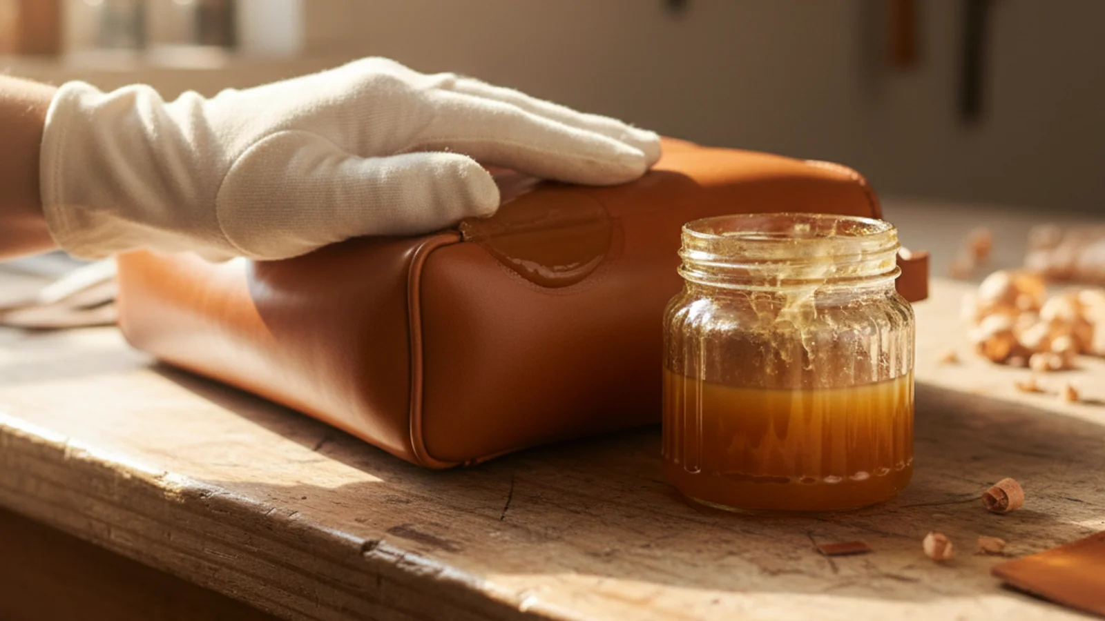 Sac à dos en cuir cognac protégé pour l'imperméabilisation
